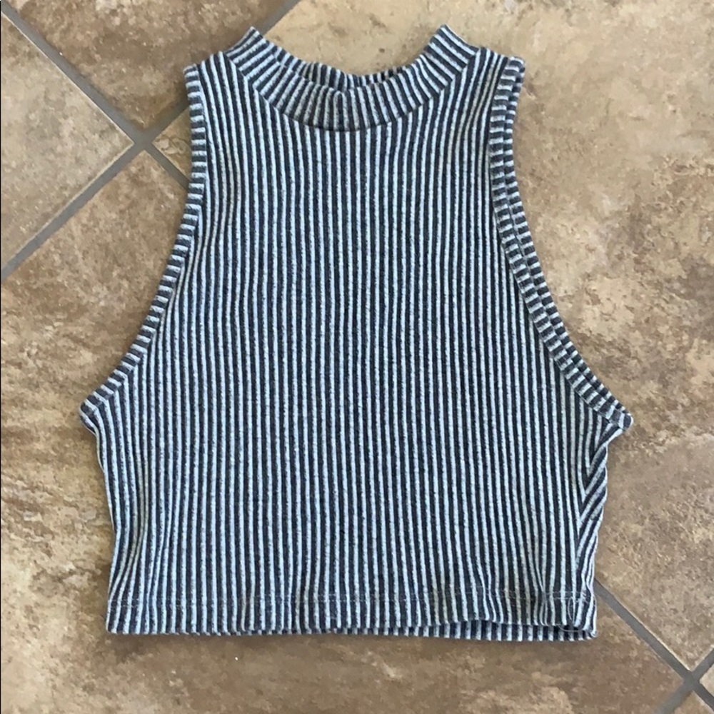 Grey striped crop top